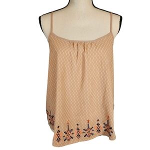 Blu Pepper Boho/Tribal Strappy Tank, Tan, Large